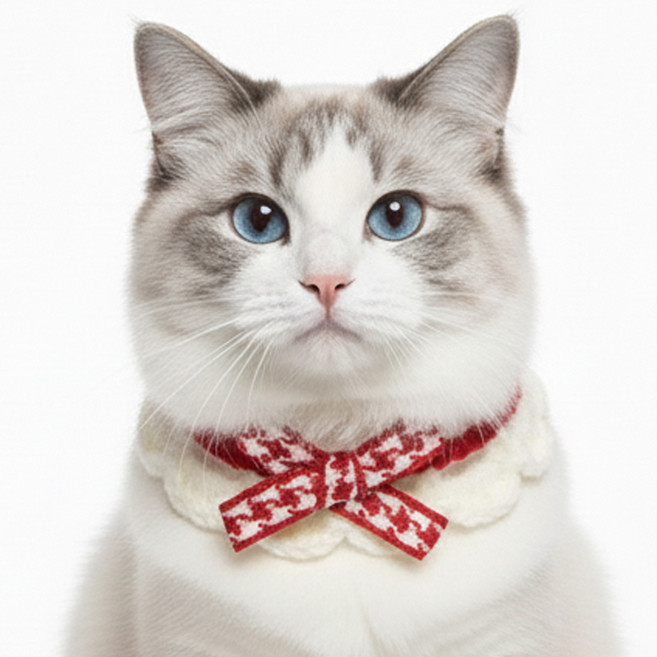 모디홈 고양이 케이프 강아지 레이스 니트 스카프, 1개, 레드