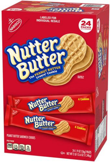 [미국직송 빠른배송] 나비스코 너터 버터 리얼 피넛 샌드위치 쿠키 (24팩), 56g, 24개