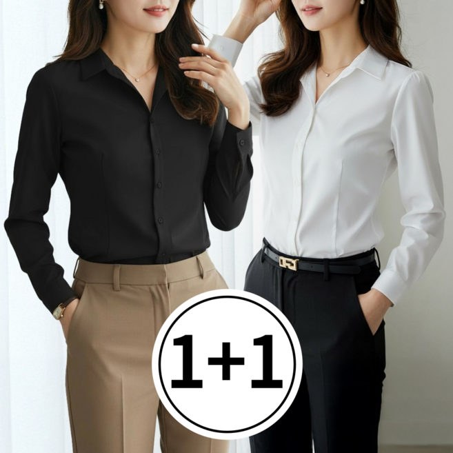 수지나 구김 없는 여성 셔츠 링클프리 블라우스 2종세트