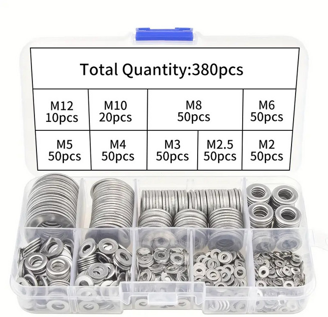 디와이툴즈 304 스테인리스 와셔 세트, 380개입