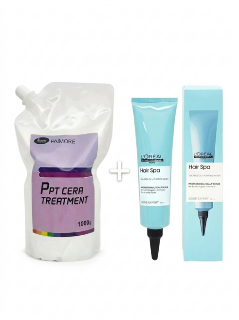 [1+1기획] 파이모아 PPT 세라 트리트먼트 1000g + 로레알 스칼프 스크럽 샴푸 증정(유통기한임박 특가), 1개, 1L