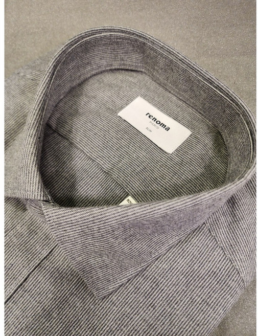 NC 불광점 레노마 # F/W #24년#신상 # !!!꼭 필요한 따듯한 겨울 남방 !!! 기모 마이크로 스트라이프 밑단 일자 # 슬림 긴팔 남방 ROWSLP-951--DG NY