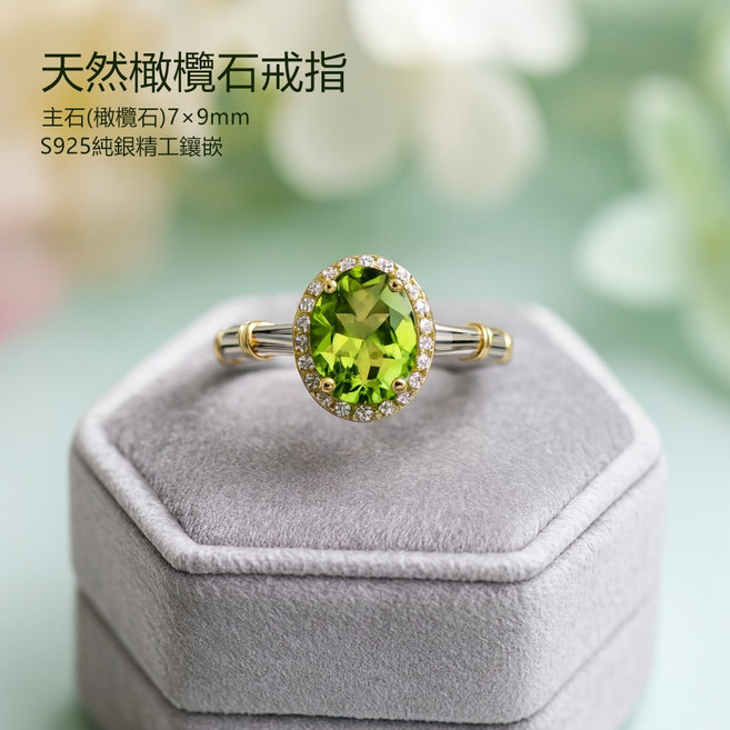 天然橄欖石戒指 S925純銀鑲嵌