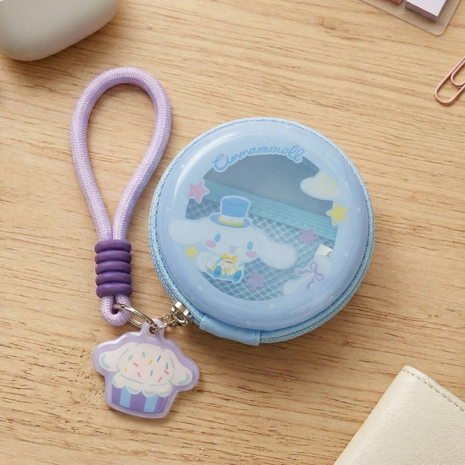 산리오 원통형 미니 동전지갑 스트랩 가방 캐릭터 시나모롤 키링 파우치