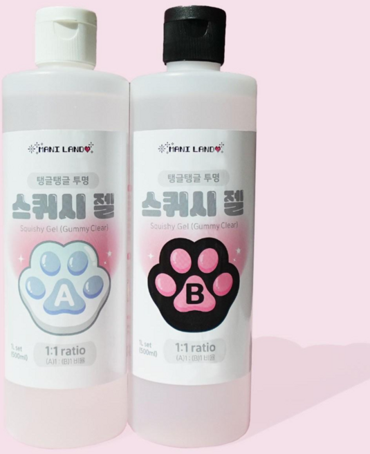 마니랜드 대용량 스퀴시 젤 1L / 공예용 말랑이 실리콘겔 슬라임 만들기 DIY 스퀴시젤, 1개, E. (대용량) 클리어라벨-쫀득 투명