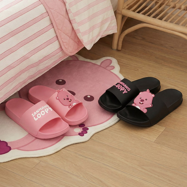 PWX 귀여운 잔망루피 베이직슬리퍼 핑크 블랙