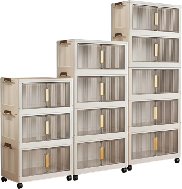 이지엘리 수납정리 대용량 접이식 리빙박스, 4개, 아이보리