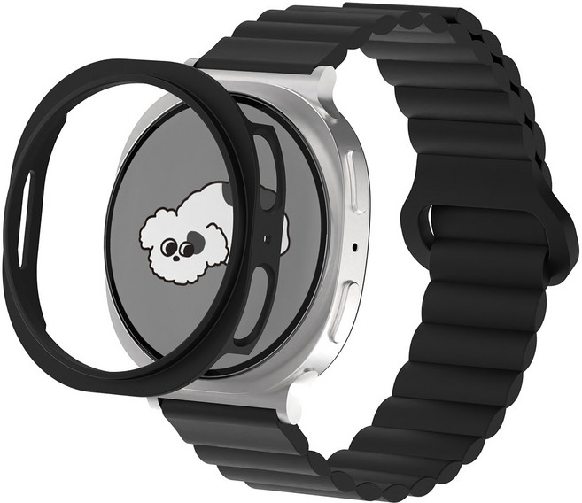 아이메이드잇 갤럭시워치 실리콘 스트랩 케이스, 블랙