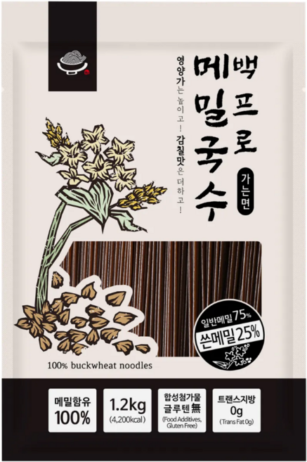 [기혼식품]쓴메밀이 들어 있는 100%메밀국수 (가는면 1.2kg), 1개, 1.2kg