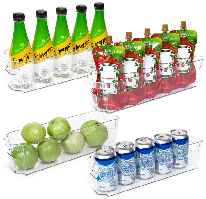 Vtopmart 다기능성 수납 정리 트레이 심플형 냉장고정리함, 4개, 투명