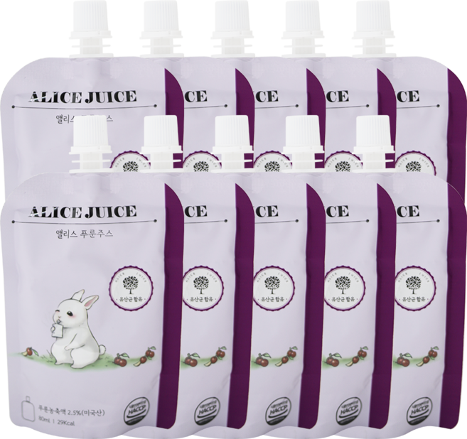 앨리스 푸룬 유산균 주스 10팩 아기주스 어린이음료 착즙, 10개, 80ml