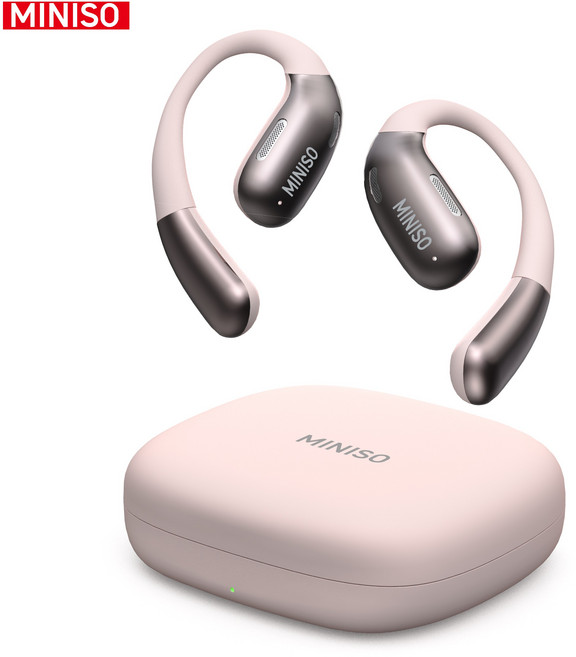 MINISO 미니소 OWS 무선 블루투스 번역 이어폰 AI ENC 노이즈캔슬링 언어 실시간 지원, 핑크, X28