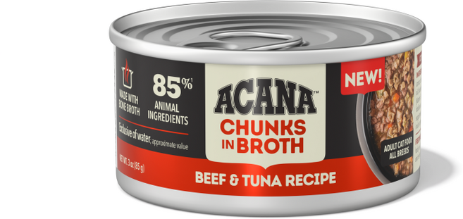 아카나 청크 인 브로스 소고기 참치 레시피 고양이 습식사료 85g, 1개, 소+참치