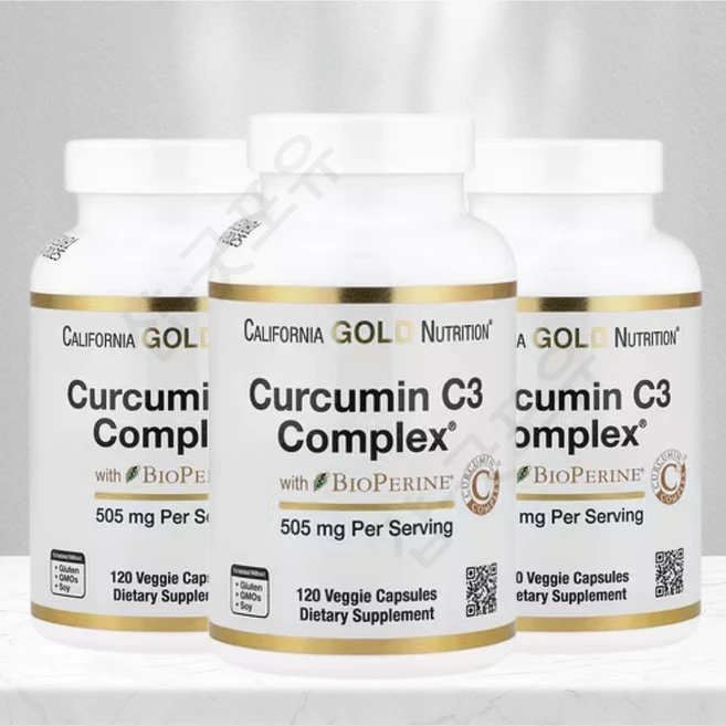 CGN 캘리포니아 골드 뉴트리션 커큐민 C3 컴플렉스 바이오페린 500mg 120베지캡슐 강황 터메릭, 120정, 3개 - 쿠팡