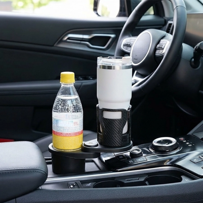 BMKLN 2 in1 차량용 컵홀더 사이즈 조절 회전 확장형 텀블러 거치대, 블랙, 1개