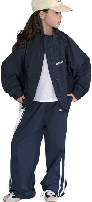 삐삐네옷가게 여아용 키즈 라인핏 집업 트레이닝 상하