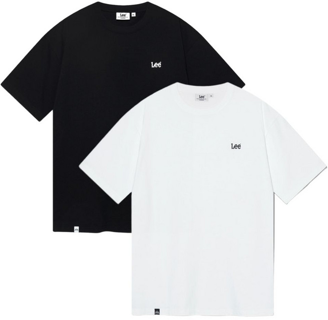 3위 - lee 미니로고 시원한 반팔 티셔츠 1+1 화이트 블랙 2팩(싹스틱 구성)