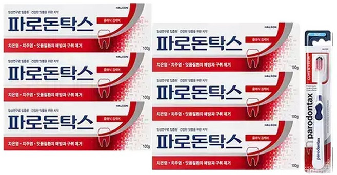 파로돈탁스 클래식 검케어 치약 100g 6개 + 검앤티스 칫솔 1입