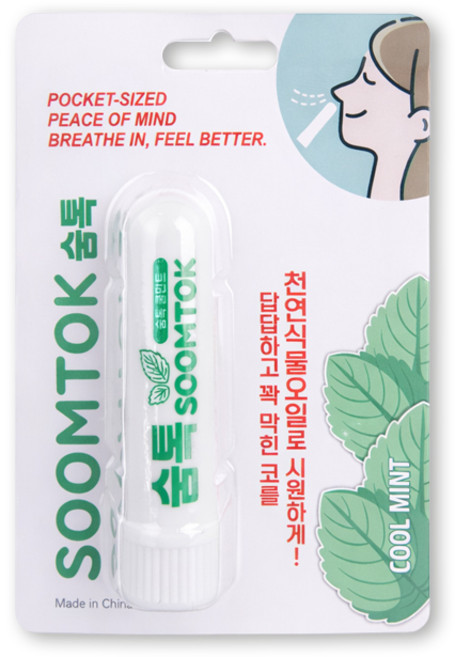 SOOMTOK 숨톡 스틱형 1ml 쿨민트 코막힘 코뻥, 3개