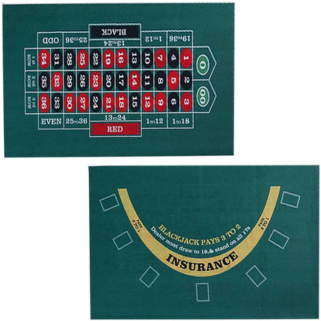 펜나 블랙잭 매트 룰렛 포커 게임 카지노매트, 60x90cm룰렛+블랙잭, 1개