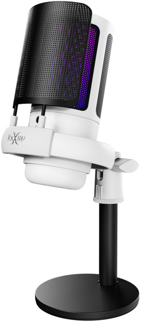 【Foxxray】FXR-SUM-E16破曉RGB麥克風 心型指向 防噴防震 192k/24bit 支援手機/桌機/平板, 白色