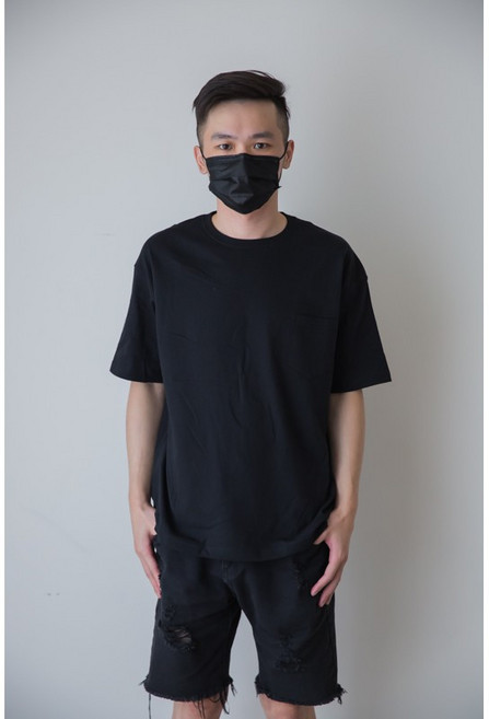 United Athle 5.6OZ 頂級柔棉落肩口袋寬版素Tee, 黑S-XL【告知尺寸】