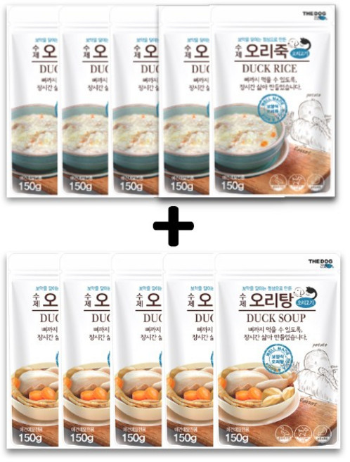 더독 삼계탕 삼계죽 오리탕 오리죽 북어국X10개 반려동물 보양식 반려동물영양식, 1세트, 오리죽5+오리탕5, 150g