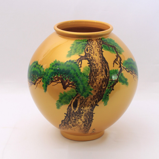 황금 달항아리 소나무항아리 골드도자기 노송 소나무그림 행운의소품