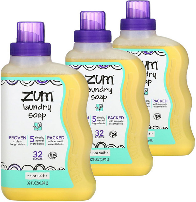 ZUM 줌 클린 아로마테라피 세탁세제0.94L 바다소금, 3개, 940ml