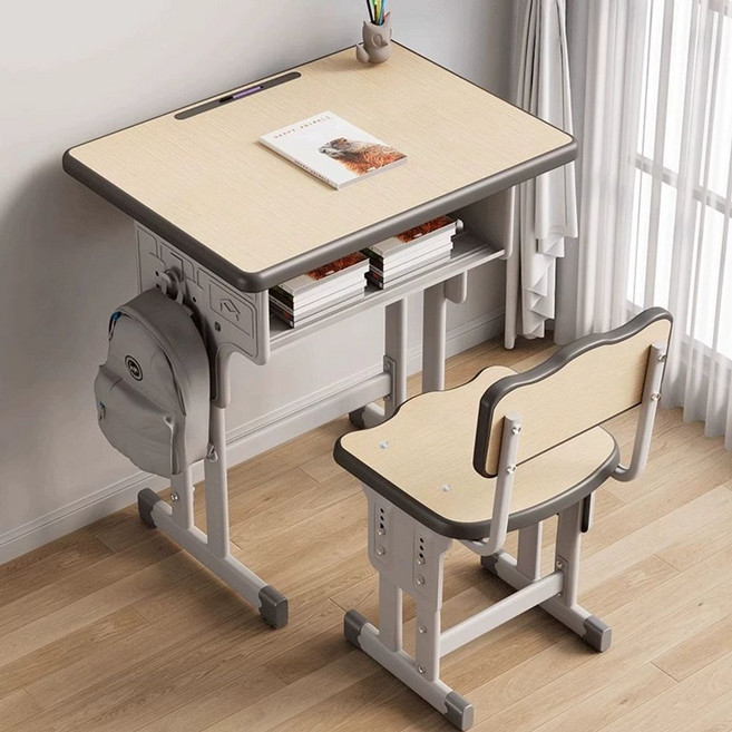 학원 책상 의자 책걸상 일체형책상 수업 접이식, A. 학교용 책상과 의자 나무색