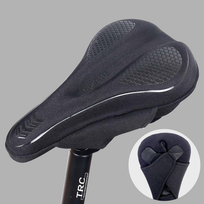 ERGATE 프리미엄 GEL 젤 타입 자전거 안장 커버 쿠션, 1개, 블랙