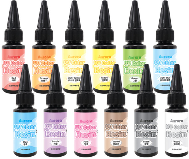 레진아트 컬러 UV 레진 12종 색상 저점도 25g 공예 재료 R002, 라이트 옐로우, 1개