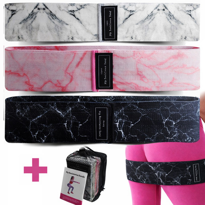 NUA 누아 힙업 밴드 스쿼트 저항 힙밴드 3종 1세트, 마블(블랙,화이트,핑크), 3개