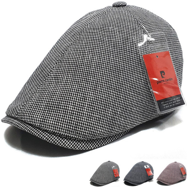 이럭셔리클럽 피에르가르뎅 린넨 체크 헌팅캡 베레모 빵모자 여름 골프 모자-CAP260237