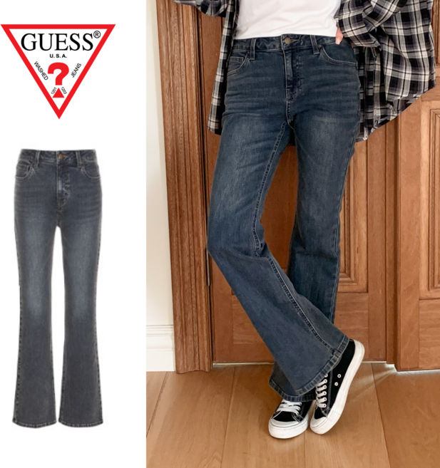 [정품] 게스 여성 부츠컷 청바지 스판 미디엄블루 사계절