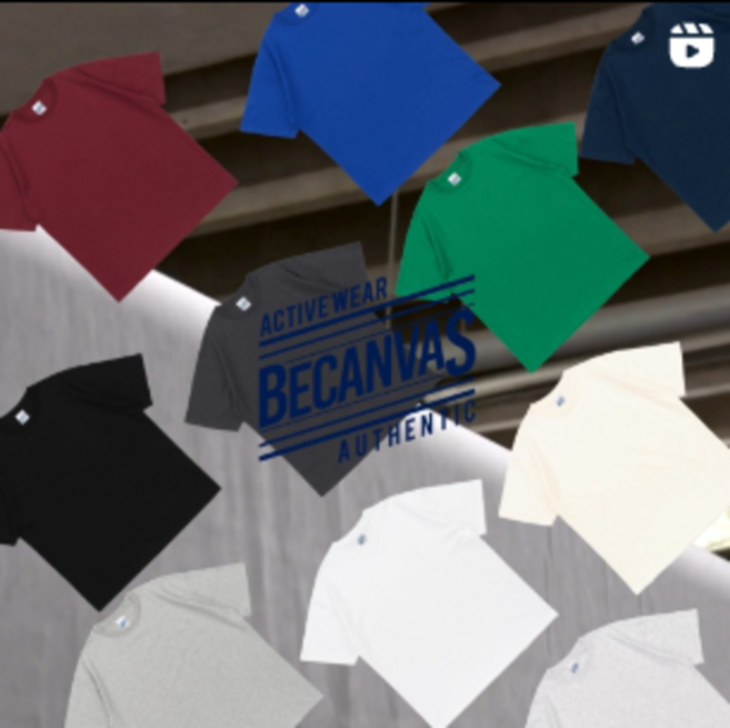 비캔버스 18수 라운드 반팔 티셔츠 면티 무지 남녀공용