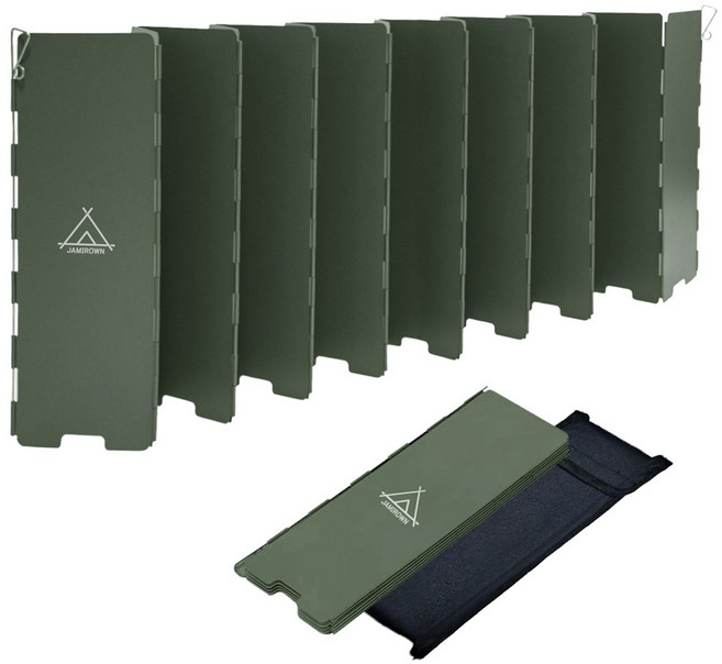 JAMIROWN 자캠 16단 캠핑 가스 버너 바람막이 가림막 가스 홀 25cm 중형, 1개, 밀리터리 그린