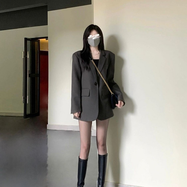 感氣質西裝外套女裝2025新款春秋小個子寬鬆顯瘦休閒西服上衣