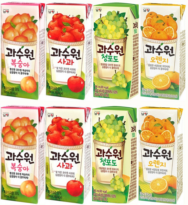 마셔몰 드링크팩 세트 과수원 4가지맛 복숭아 사과 오렌지 청포도 각12팩 총48팩, 190ml, 96개