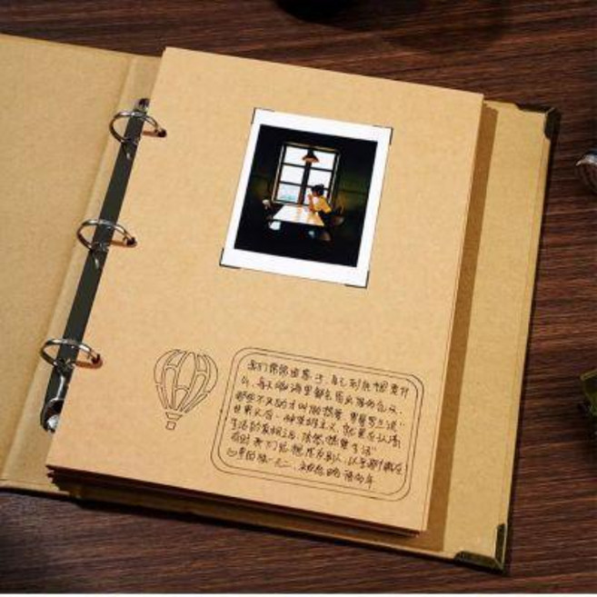 簡約手帳本 加厚牛皮紙學生記事成長相冊, 1個, B5：牛皮紙內頁30張+工具包+禮品袋