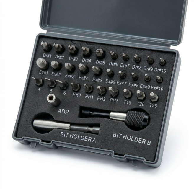 툴매니아 볼트 리무버 나사 추출기 히다리탭 반대탭 드릴비트 세트 33종, 1개