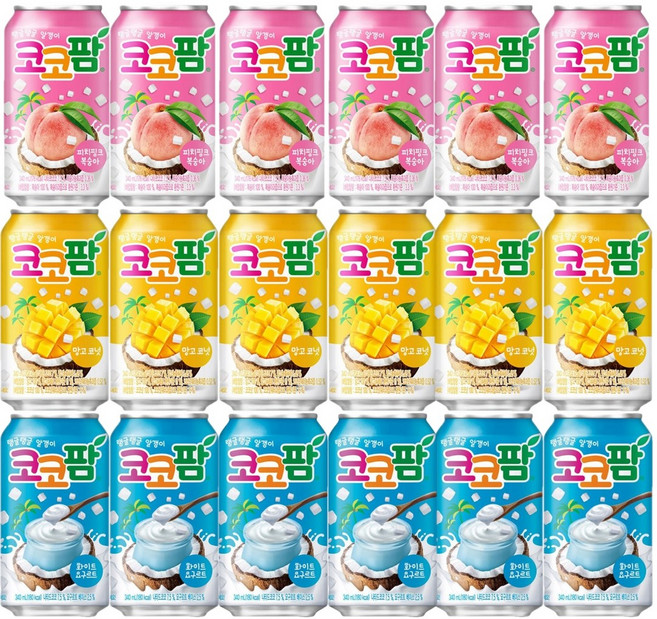 [올쇼유코코팜기획제품]코코팜 340ml 4종 8개씩 골라담기, 피치핑크8개+망고8개+화이트8개, 1세트
