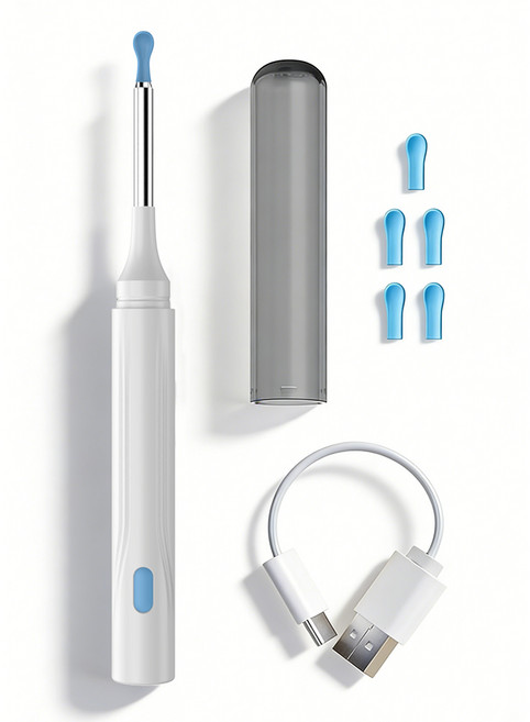 SILUNA 360도 고화질 내시경 귀이개 안전한 실리콘 헤드 다양한 부위 사용 가능 화이트, 1개, 1개입