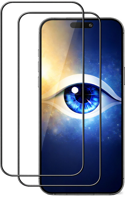 REXX 시력보호 블루라이트 차단 풀커버 강화유리 휴대폰 액정보호필름, 2개