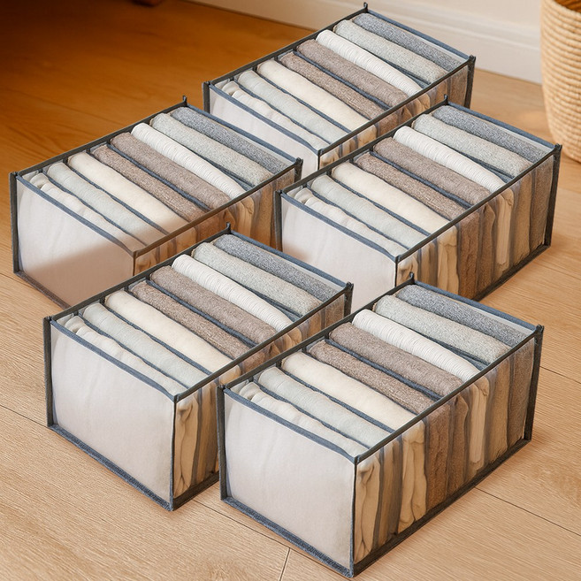 마벨인홈 메쉬 망사 통풍 옷장 수납 구분 보관 옷 정리함 9칸, 5개, 그레이