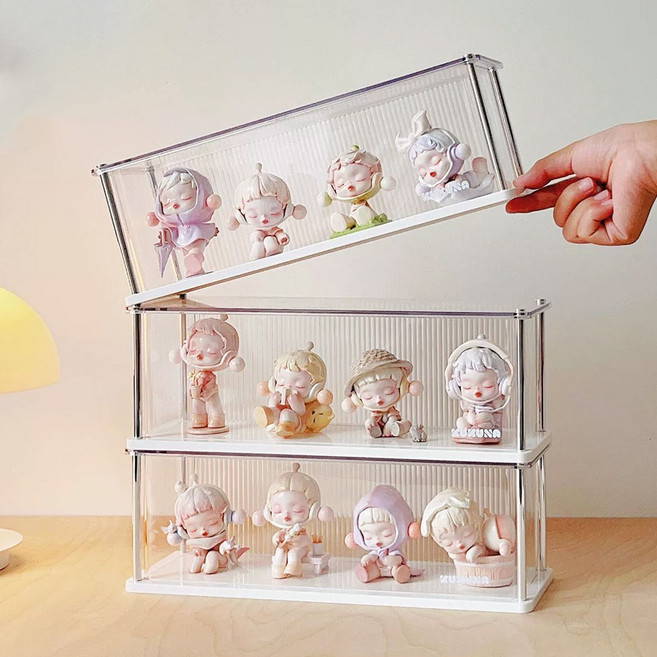 NUTRIVIO 피규어장식장 1층 레고 진열장 투명 PET 아크릴 피규어수납장 장식장, 1개