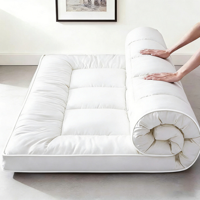 사계절 매트리스 바닥 매트 8cm 토포매트리스 침대 접이식매트리스, 흰색