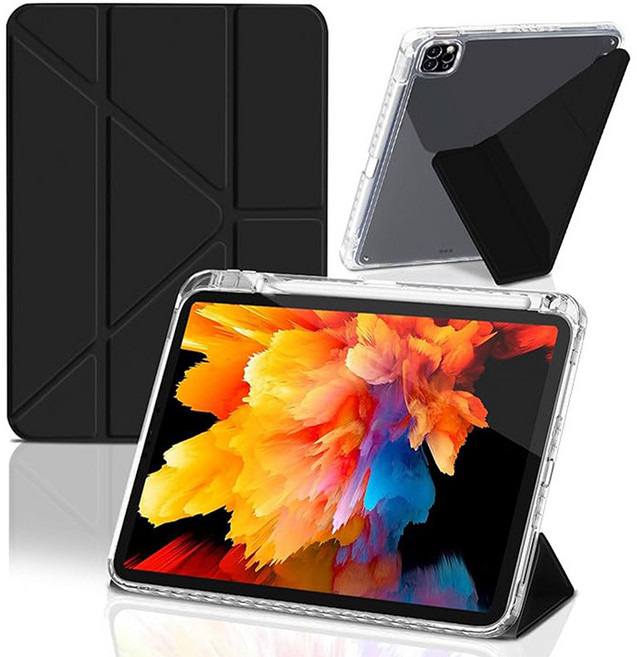 아이두지 아이패드 호환 펜슬 보관 투명 Y형 케이스, 블랙, 1개