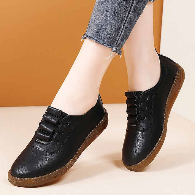 DarjinQD 여성 가죽 로퍼 소프트 플랫 발편한 슬립온 여성 단화 가볍고 편한 여성 신발