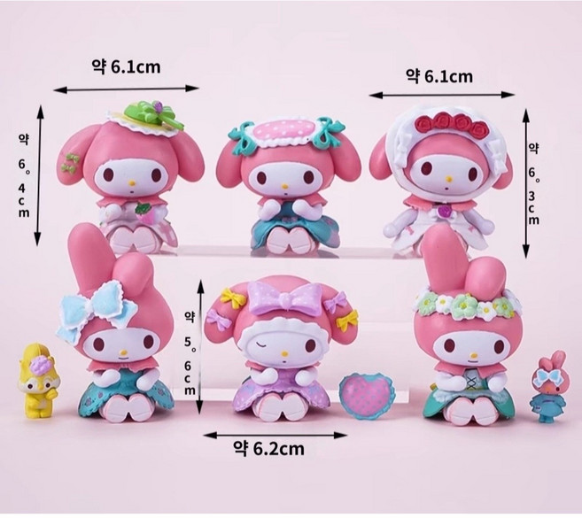 산리오 피규어세트 생일케이크장식 마이멜로디 시나모롤 쿠로미 생일선물, 1세트